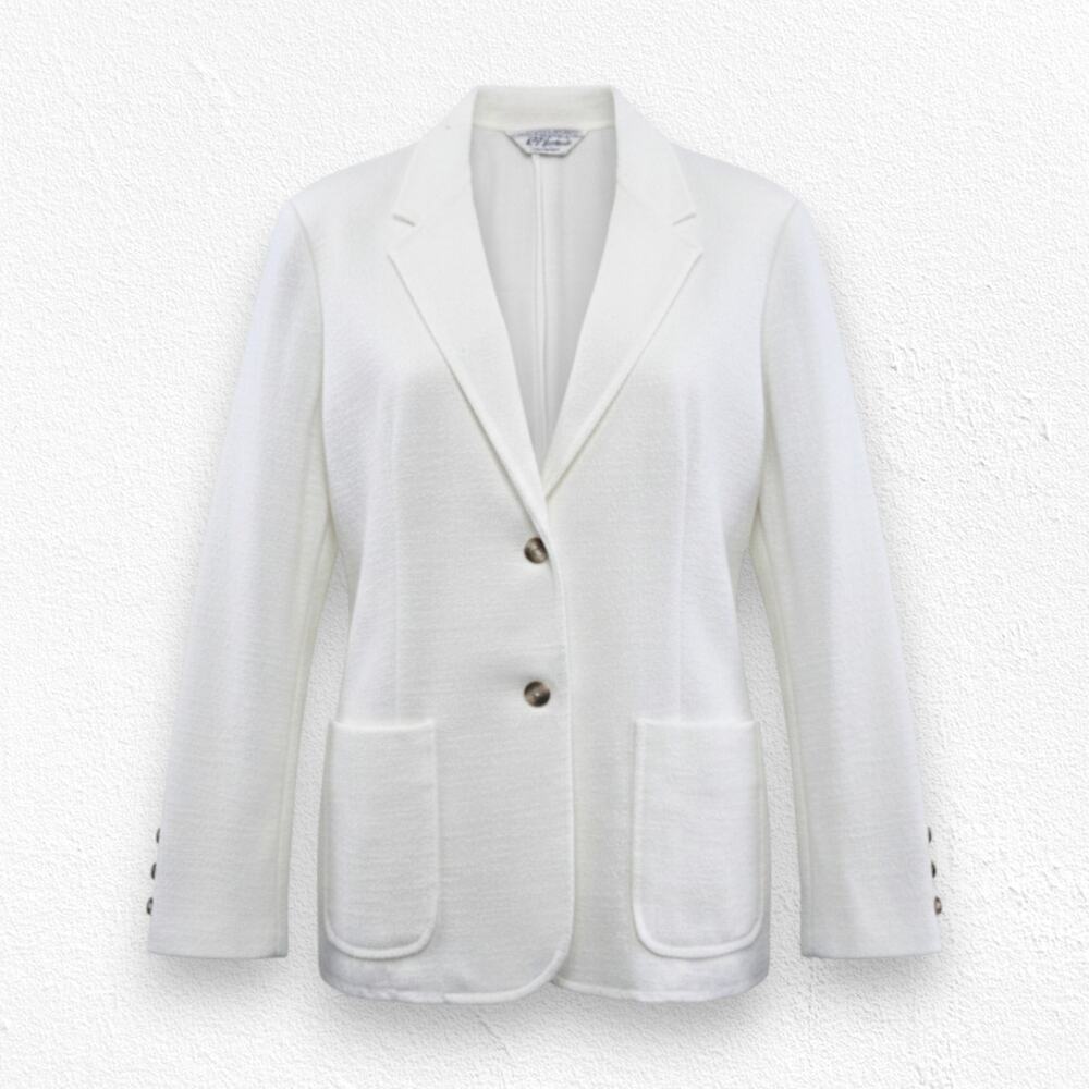 Vintage 90s White Structured Patch Pocket Textured Blazer Jacket Size Medium